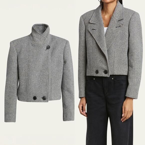 ISABEL MARANT ETOILE Cassidy Tweed Wool Blend Cropped Jacket Size XS/2 - Picture 2 of 16